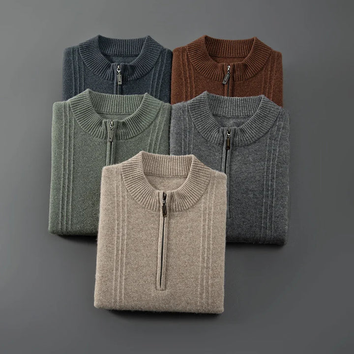 Vittorio | 100% Cashmere Half Zip Ribbed