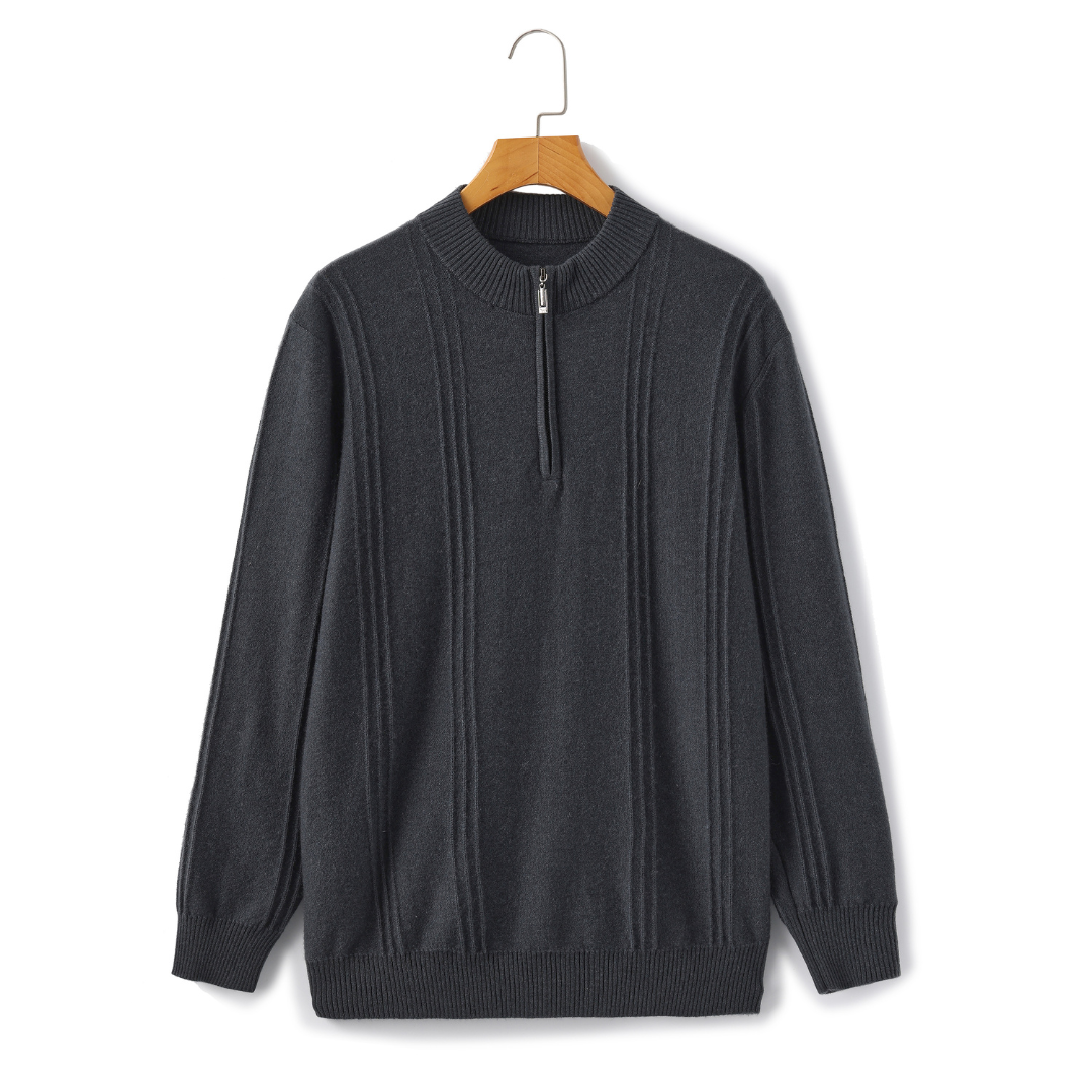 Vittorio | 100% Cashmere Half Zip Ribbed